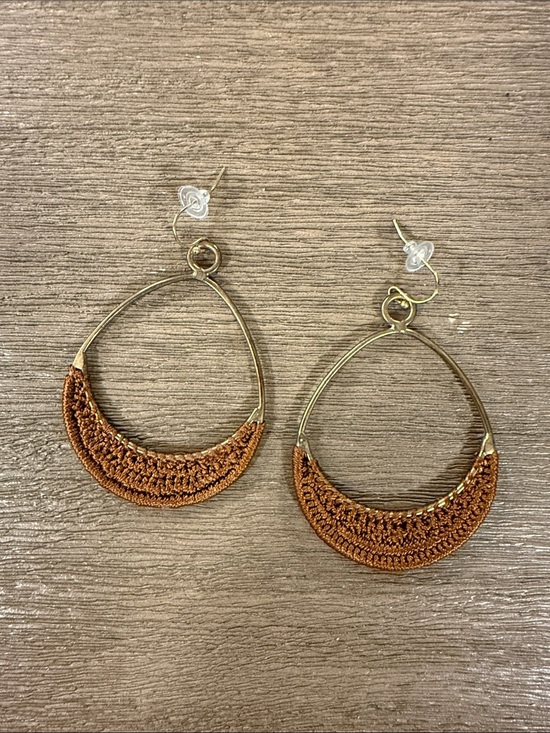 Artisan Jewelry - Brown Crochet Hoop Earrings - Women Jewelry